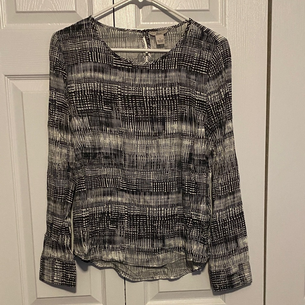 Bass Black and White Textured Blouse